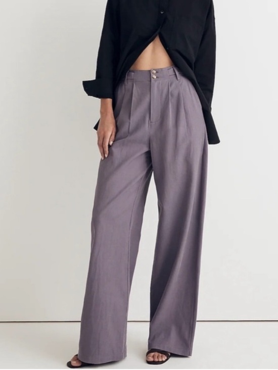 Madewell Pants - Madewell The Harlow Wide Leg Pants Smoky Grape High Waist Pockets Size 10